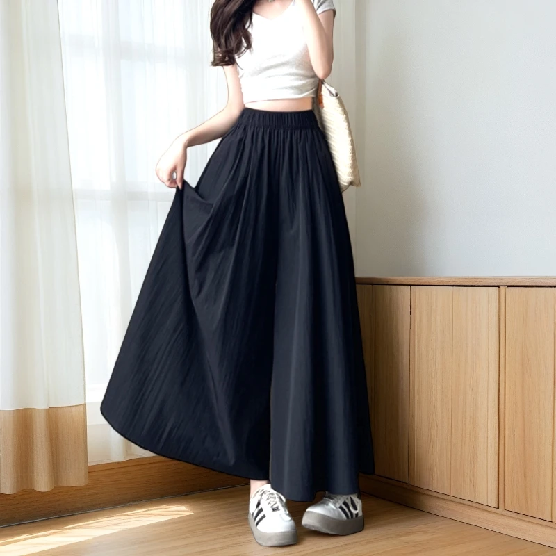 山本裙裤长款垂坠感夏季新款高腰宽松大码小个子休闲慵懒阔腿长裤