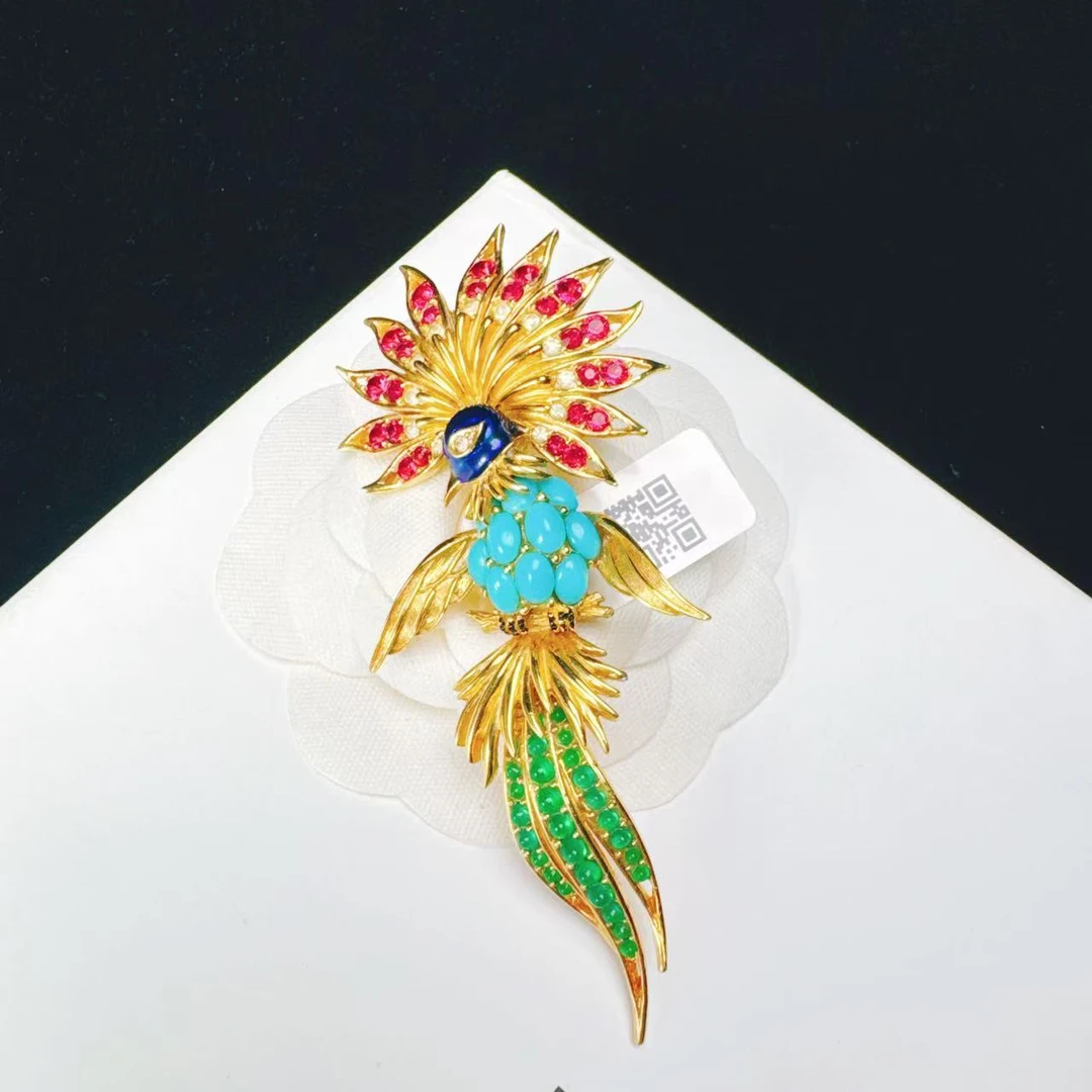 合金胸针 柚礼中古/boucher蓝色飞鸟胸针LC506025