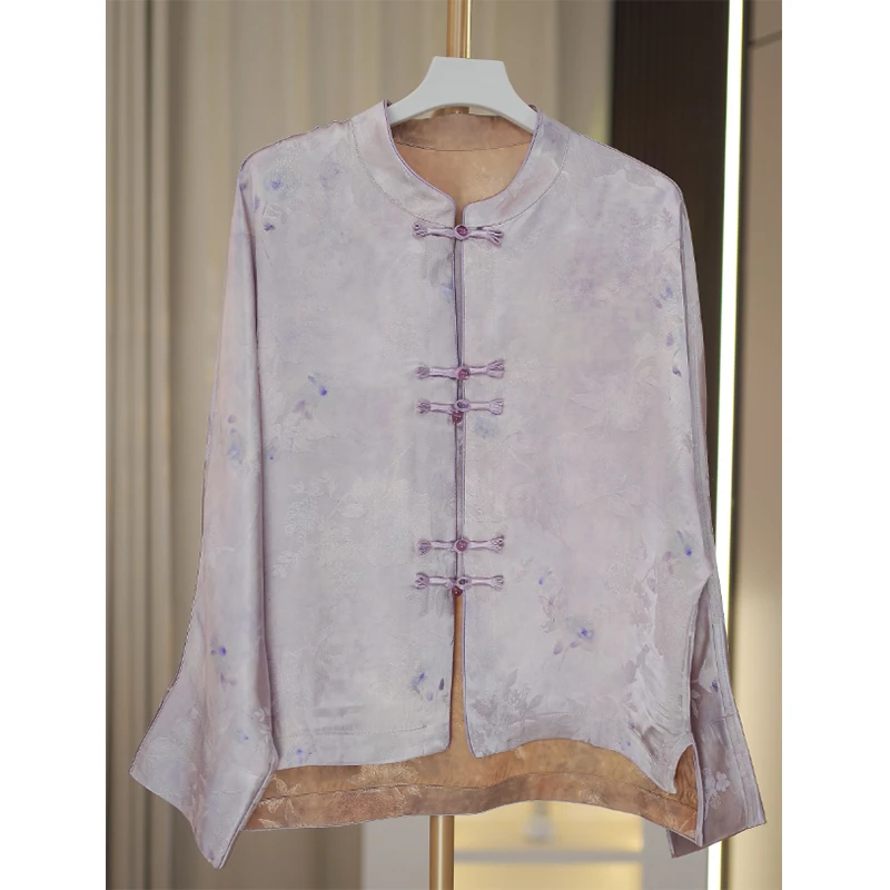 5005-紫霞仙子-夏季老料香云纱薯莨女显瘦气质上衣外套