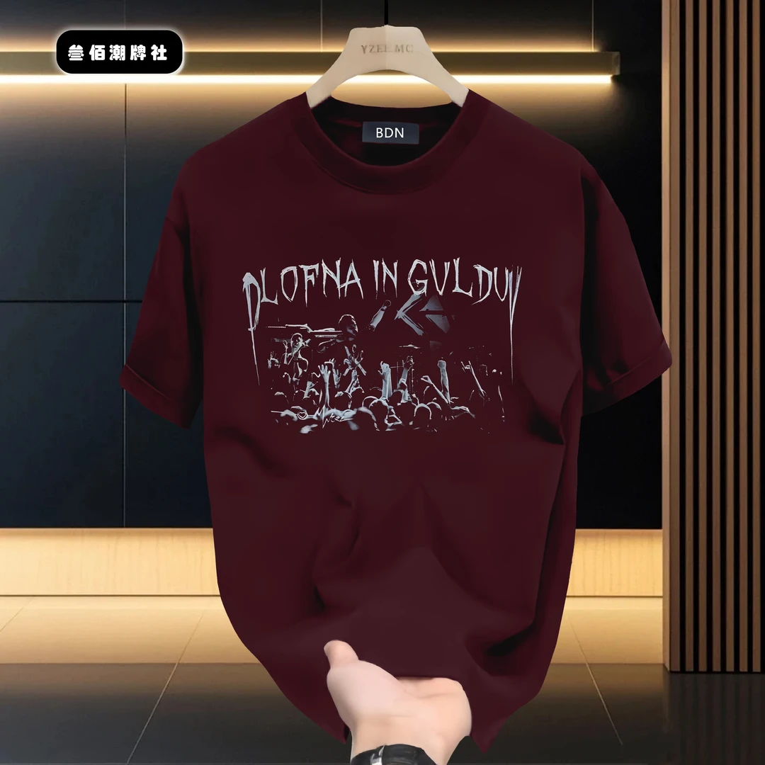 邦德妮纯棉男士短袖T恤2025新款国潮风原创印花宽松百搭圆领上衣