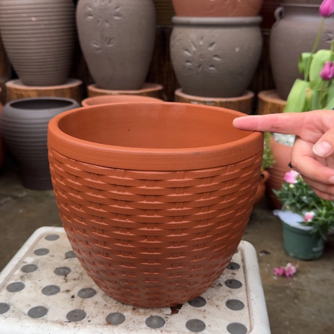 紫砂花盆口24高20宜兴紫砂