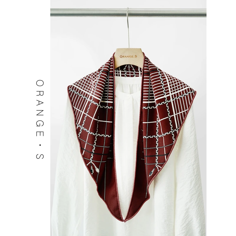 【毕加索线条·红色】编织线条格纹！100%羊毛围巾丝巾三角巾84cm