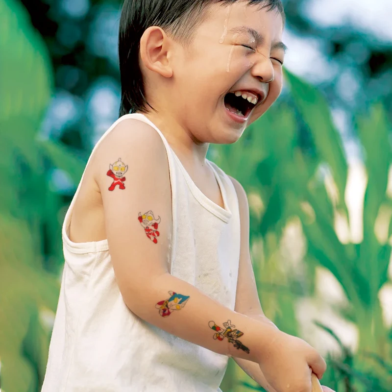 儿童学生防水奥特曼超人Q版凹凸无毒持久卡通纹身贴水贴纸水印