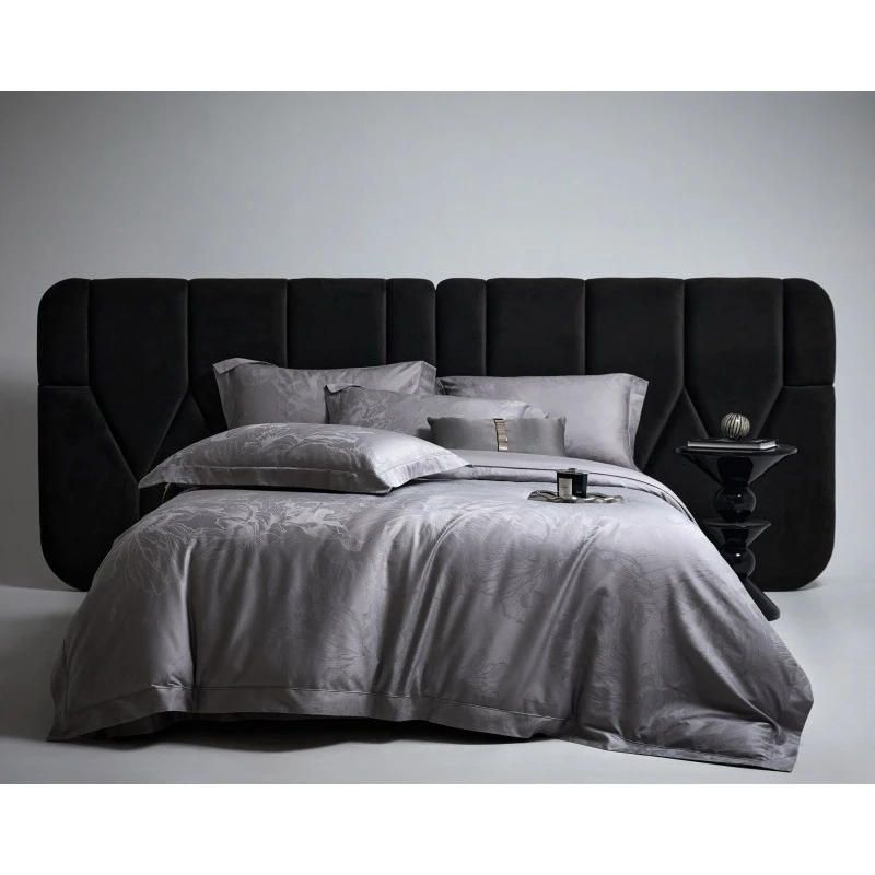 【专柜清仓】bbl高精密双股长绒棉色织提花四件套-欧若拉-灰