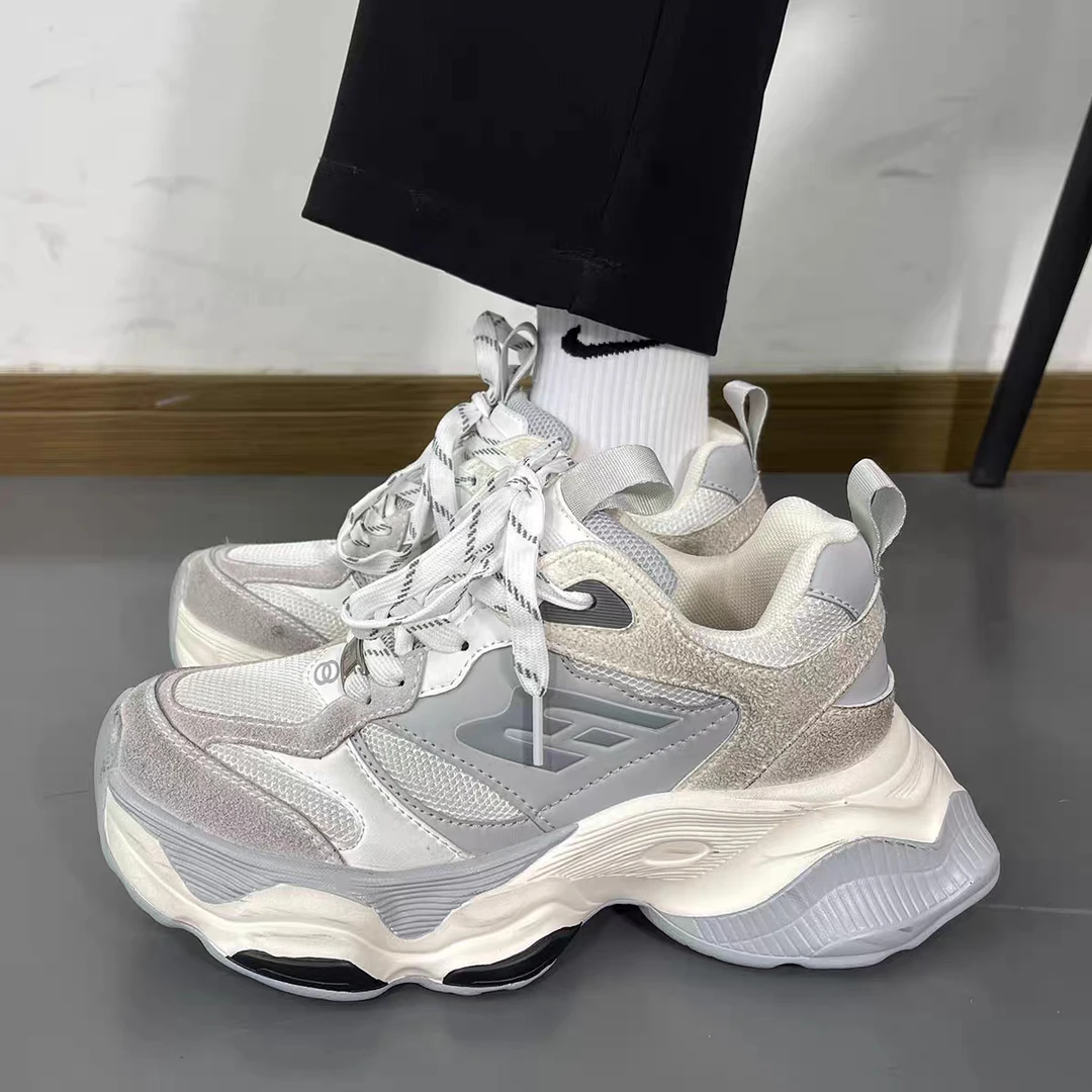 老爹鞋时尚男士休闲鞋潮流白色透气女鞋运动鞋厚底