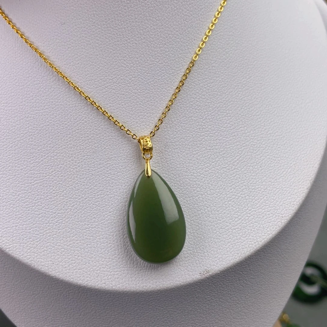 和田玉颈饰银S925镶嵌