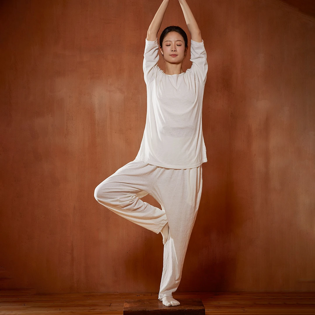 山下的家 无有瑜伽服 夏季汉麻棉瑜伽T恤7分短袖吸湿