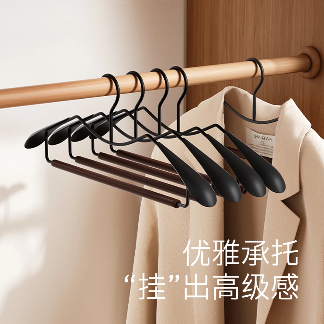M型榉木铁艺宽肩短颈衣架轻奢服装店防滑无痕防肩角衣柜家用衣挂