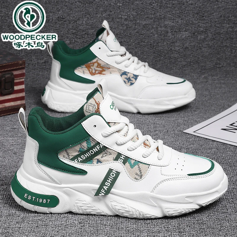 【正品】啄木鸟2025春季男鞋子跑步休闲运动鞋厚底男款轻便舒适百搭