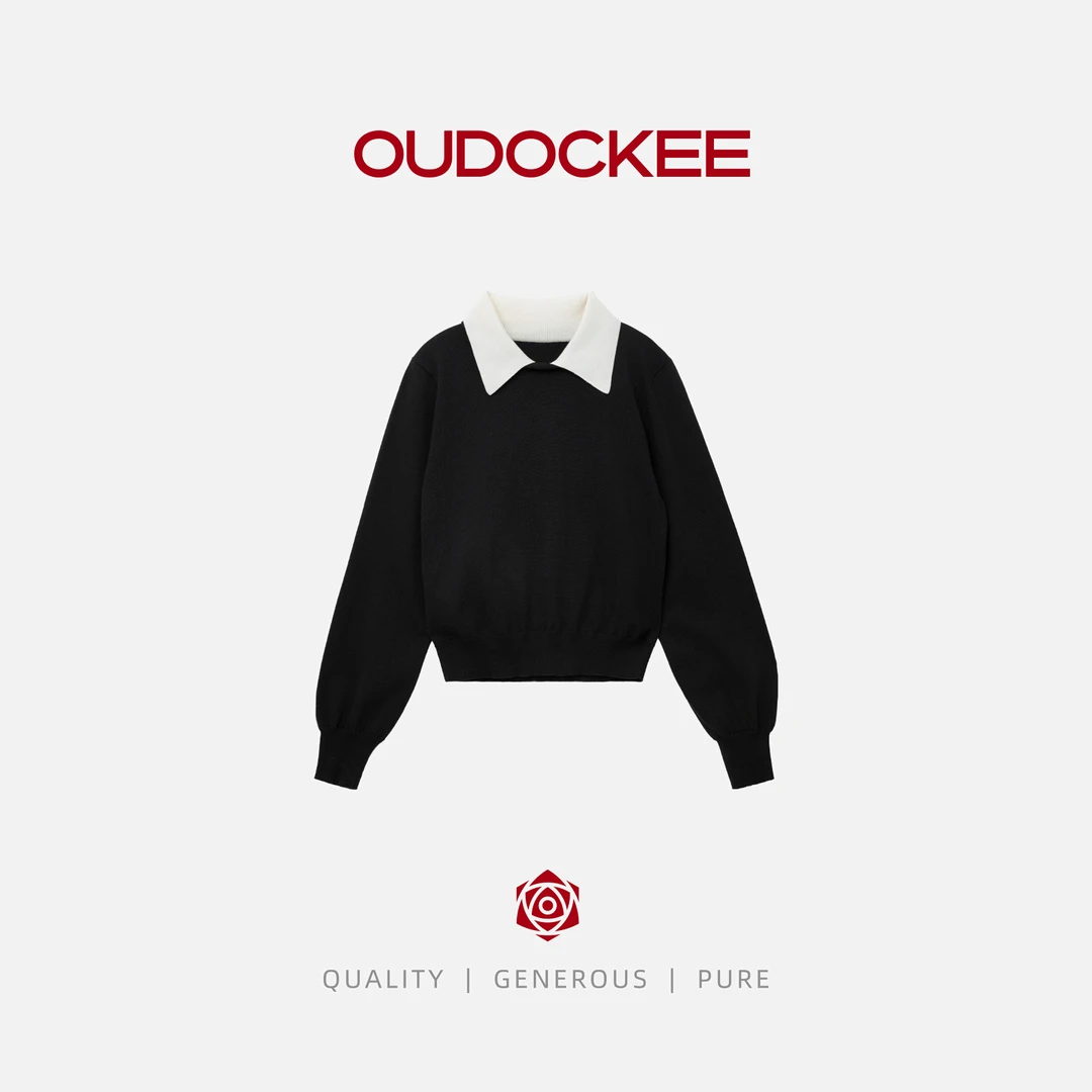 OUDOCKEE 鸥鸥 【莱赛尔】奥利奥 秋季新款针织衫时尚圆领 MACG716T