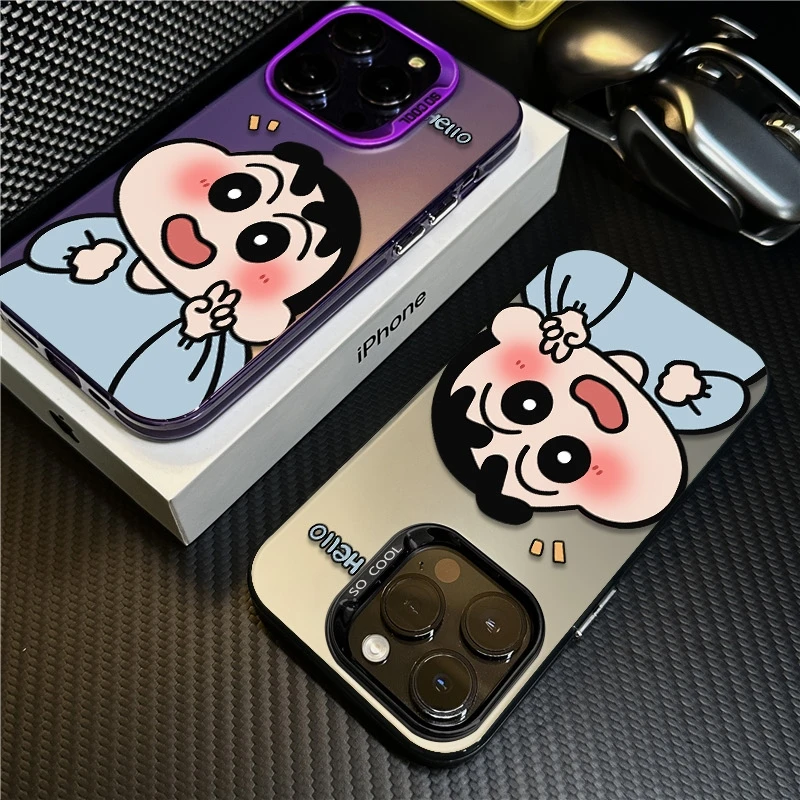 比耶小新适用苹果16promax手机壳iPhone15创意14保护套17新款卡通