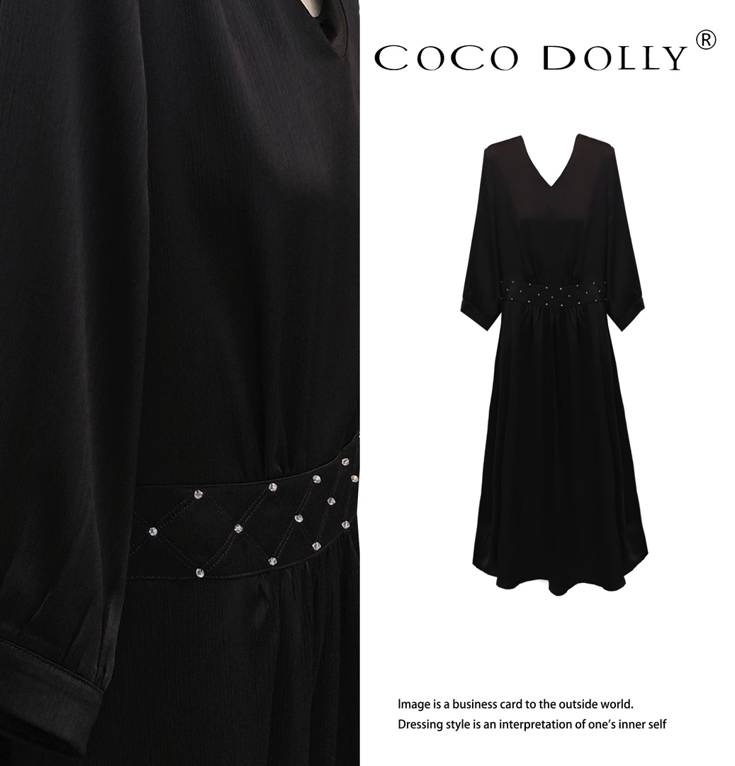 COCO DOLLY法式网红爆款时尚高奢气质修身收腰优雅连衣裙88612