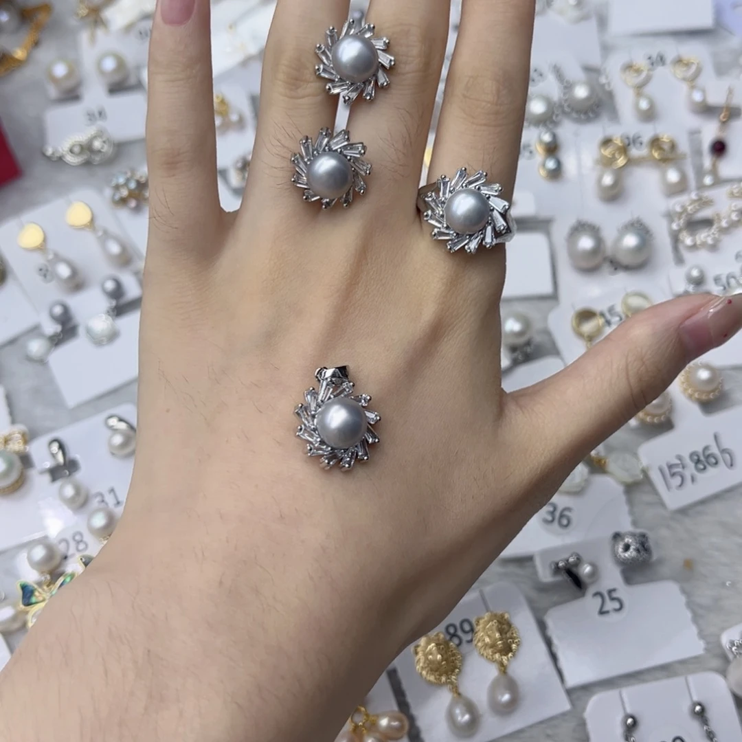 合金戒指淡水珍珠