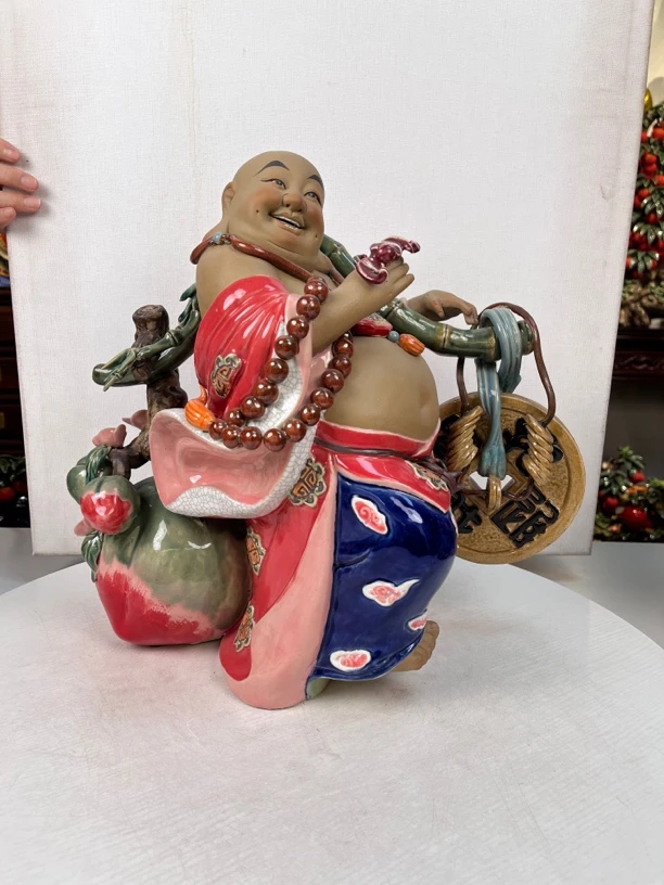 【运财喜乐笑佛-长42高38】精品石湾公仔家居摆件