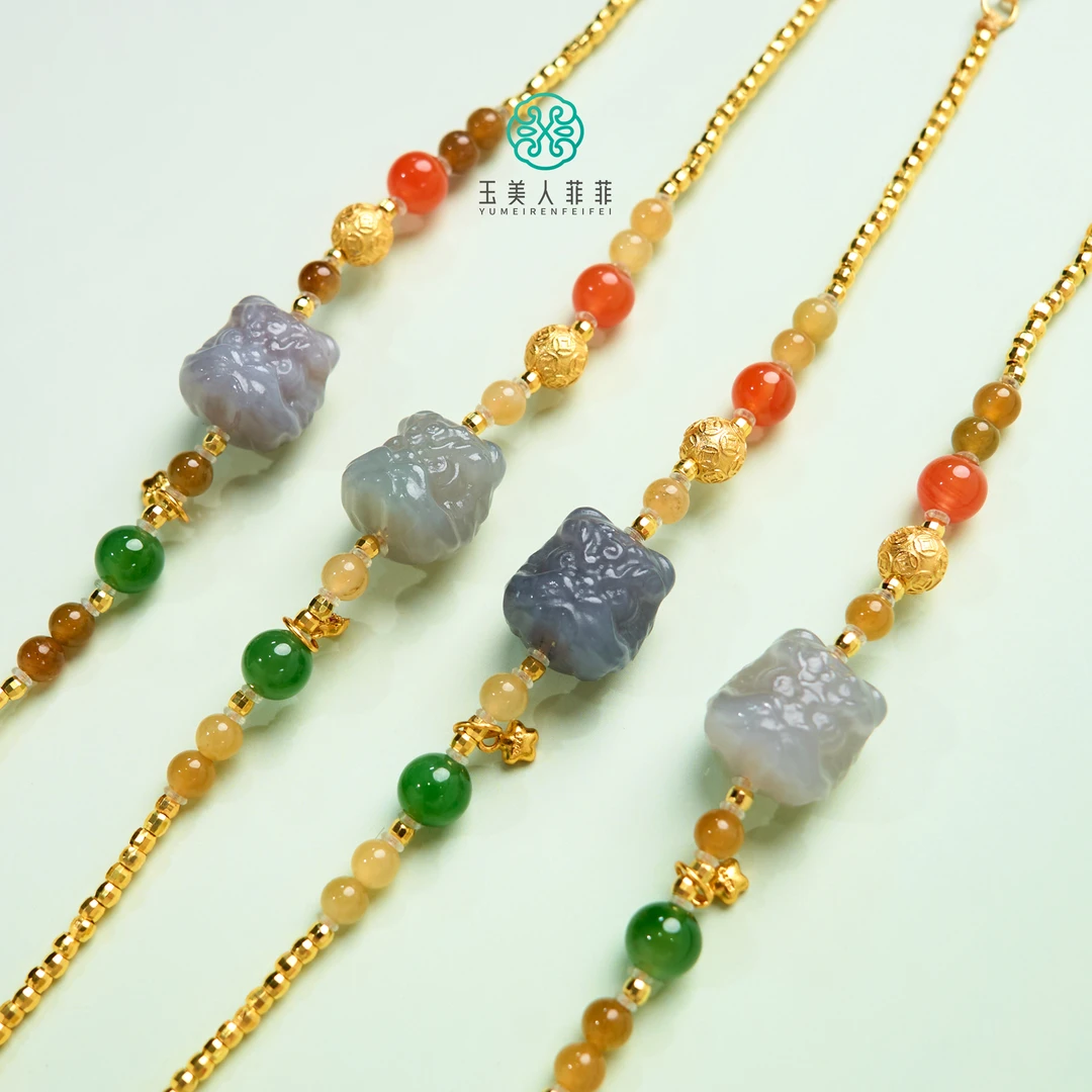 菲菲珠宝好~S925和田玉醒狮头手链约12*/多样性发一