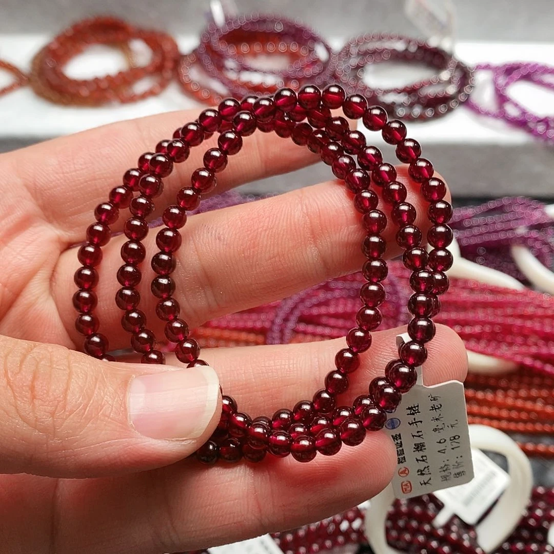 石榴石手链未镶嵌4.6mm天花板酒老矿
