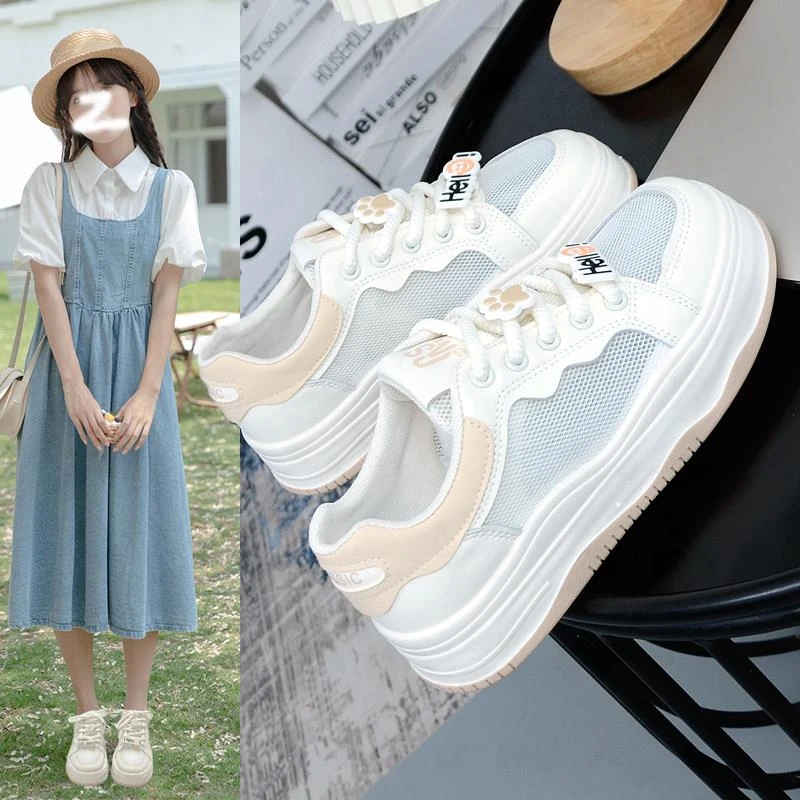 夏季女鞋小白鞋女配裙子2025新款爆款网鞋透气网面休闲鞋子运动鞋