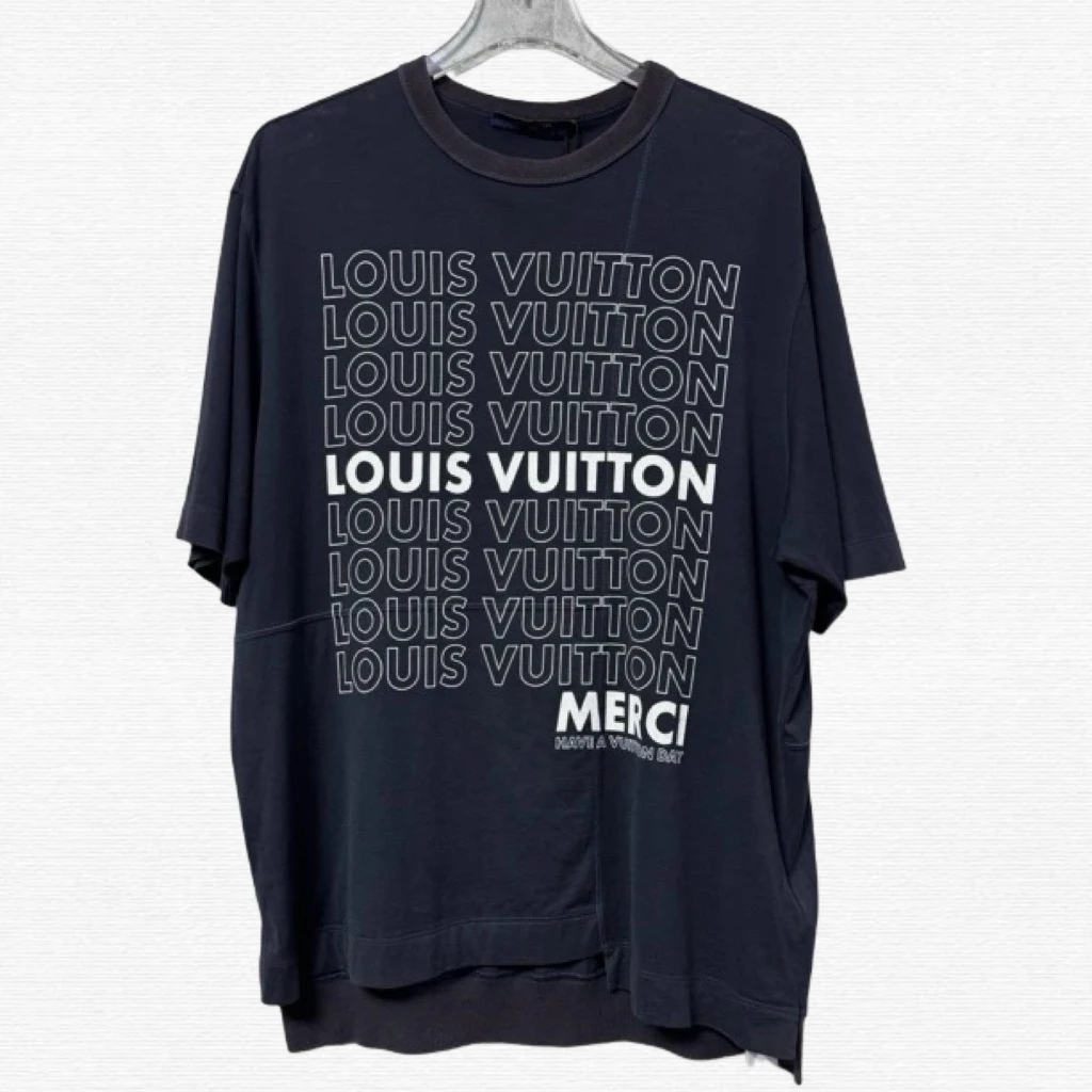 99新 LouisVuitton/路易威登 印花logo拼接短袖T恤/S码/70928