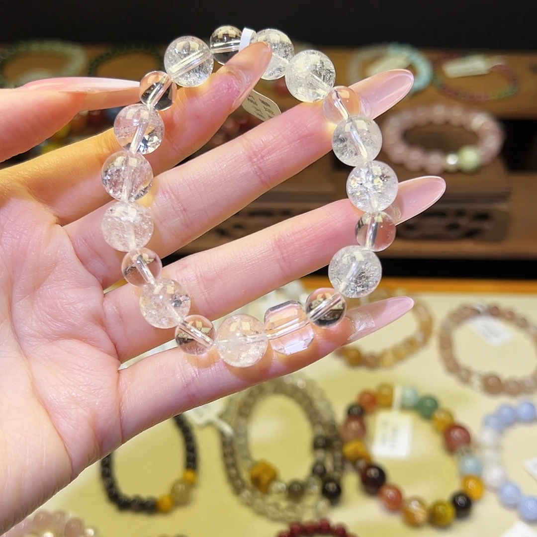 水晶手串银S925镀金镶嵌白1511