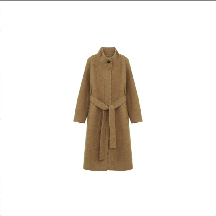 【苏大美】羊驼羊毛慵懒松弛立领长袖长外套4C311698J