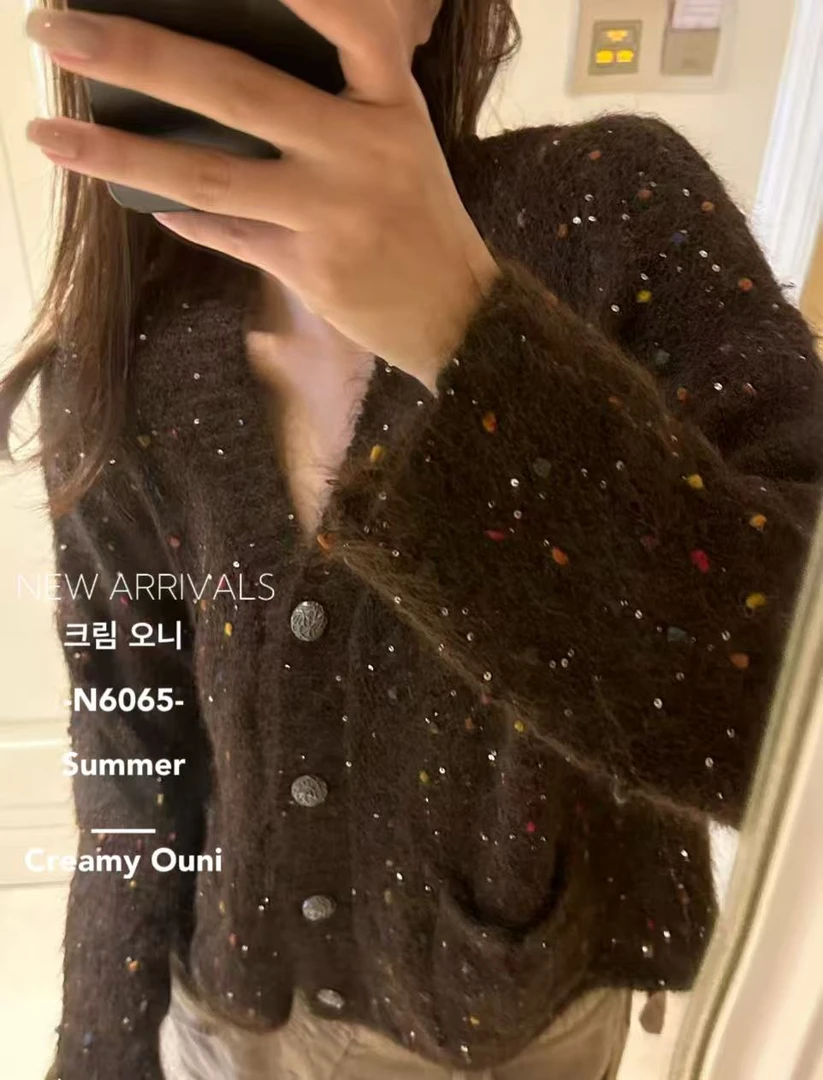 米满满-奶油欧尼（6065 #福）韩系繁星糖豆短开衫