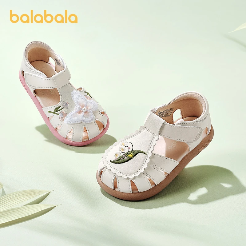 巴拉巴拉童鞋宝宝学步鞋儿童凉鞋女宝2025夏新款防滑包头鞋子国风