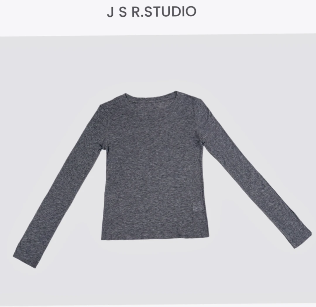 JSR studio【秋波】简约圆领长袖随身慵懒基础女打底T恤