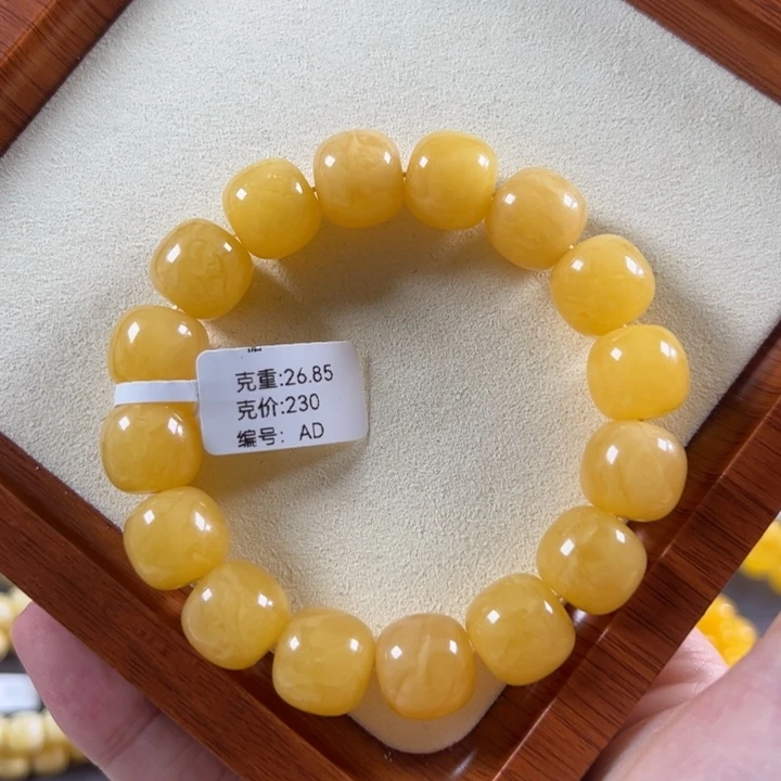 手串蜜蜡未镶嵌14mm焦皮同料焦糖色老型飘花ad