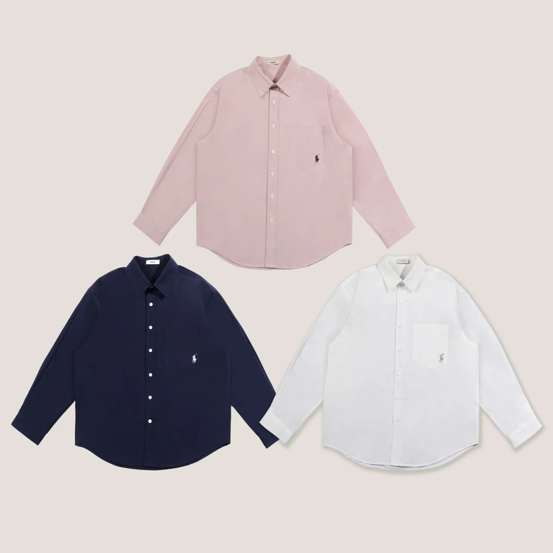 【张茂studio】夏季新款战马刺绣微宽松百搭休闲简约男长袖衬衫