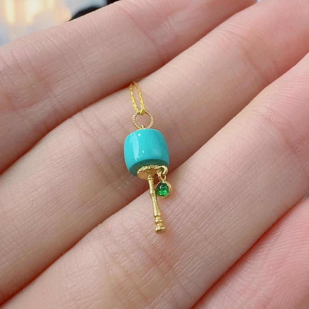 绿松石18K金镶嵌珠宝奇石