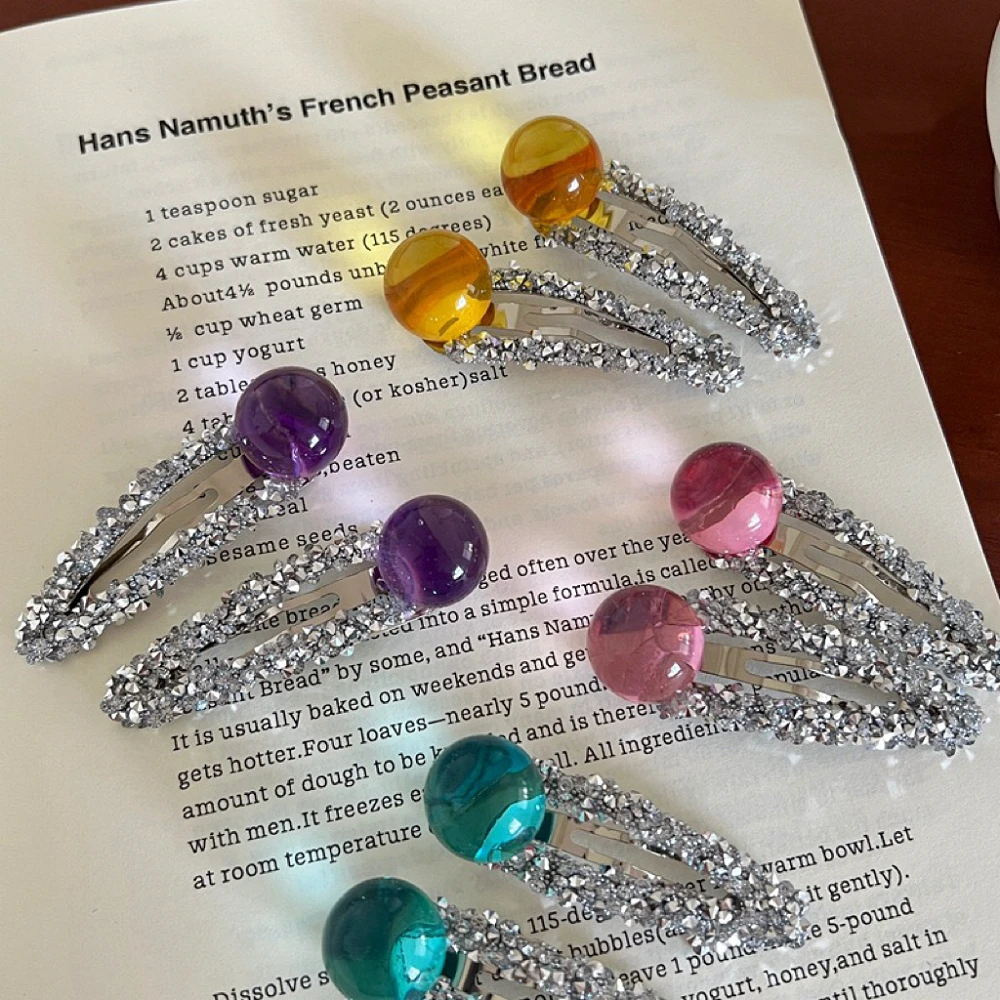 氧气感高透彩色圆珠发夹闪闪碎钻BB夹韩系刘海夹发卡边夹发饰品女