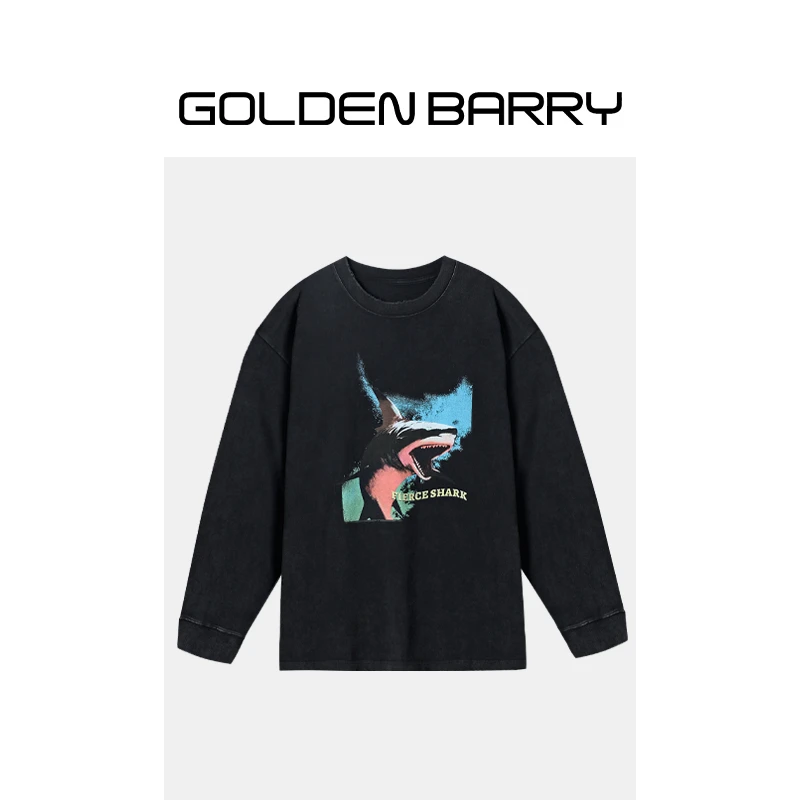 GOLDENBARRY【6.18】202453男装鲨鱼印花T恤