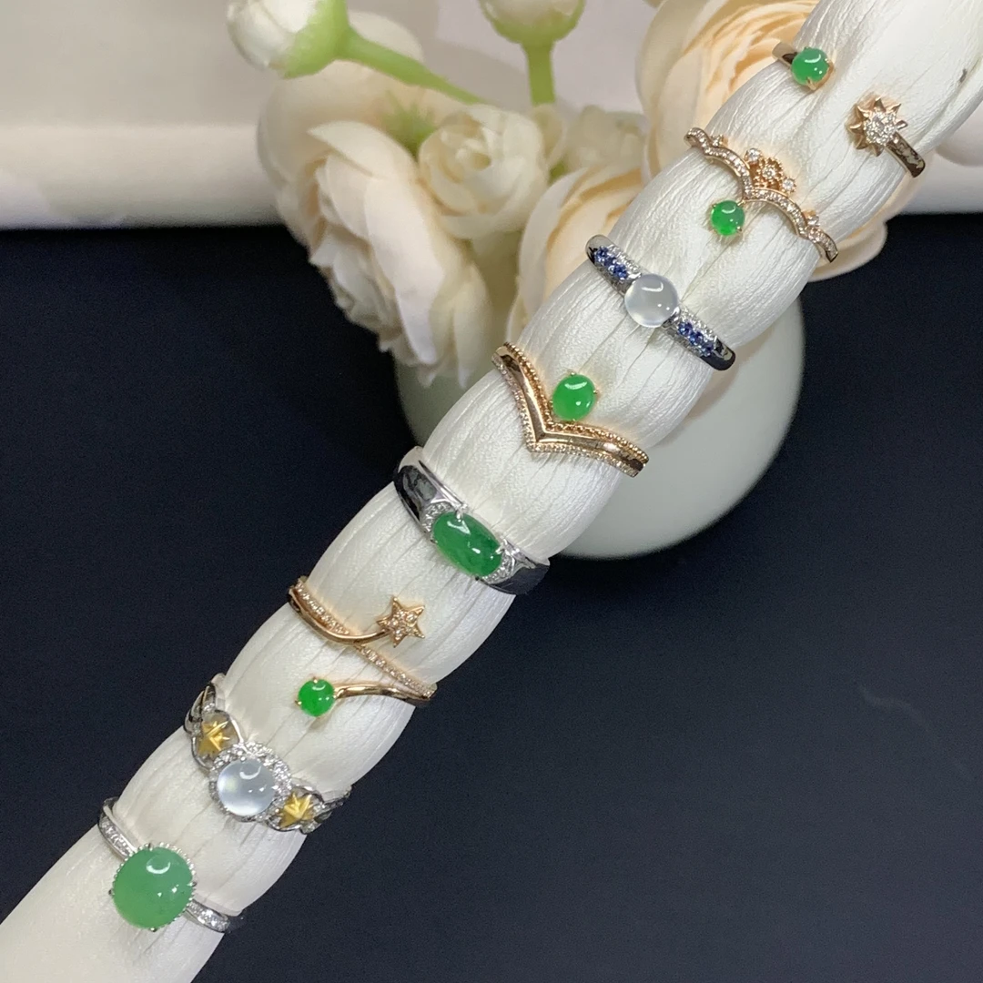 翡翠戒指18K金镶嵌（多样性发其一）JH8