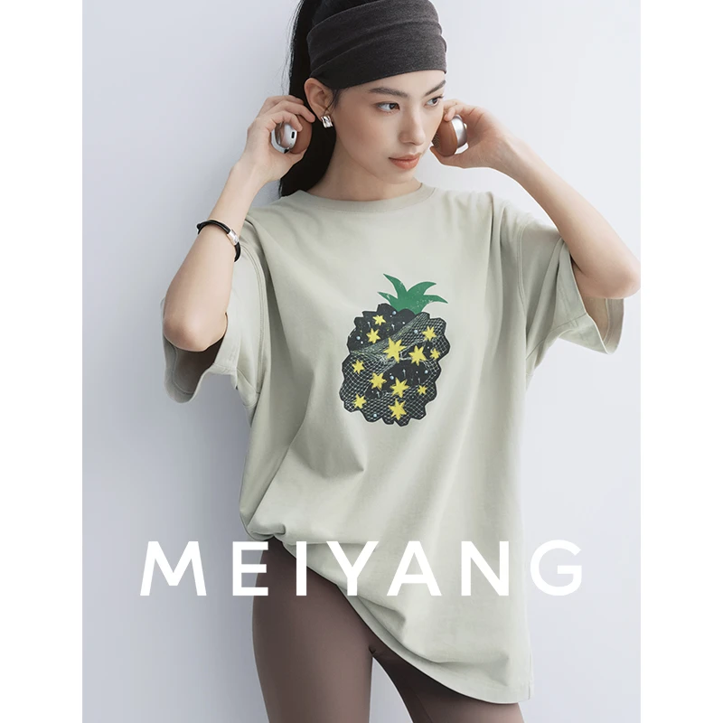 美洋MEIYANG 甜心菠萝T【商场同款】精梳棉刷毛_宽松短袖上衣