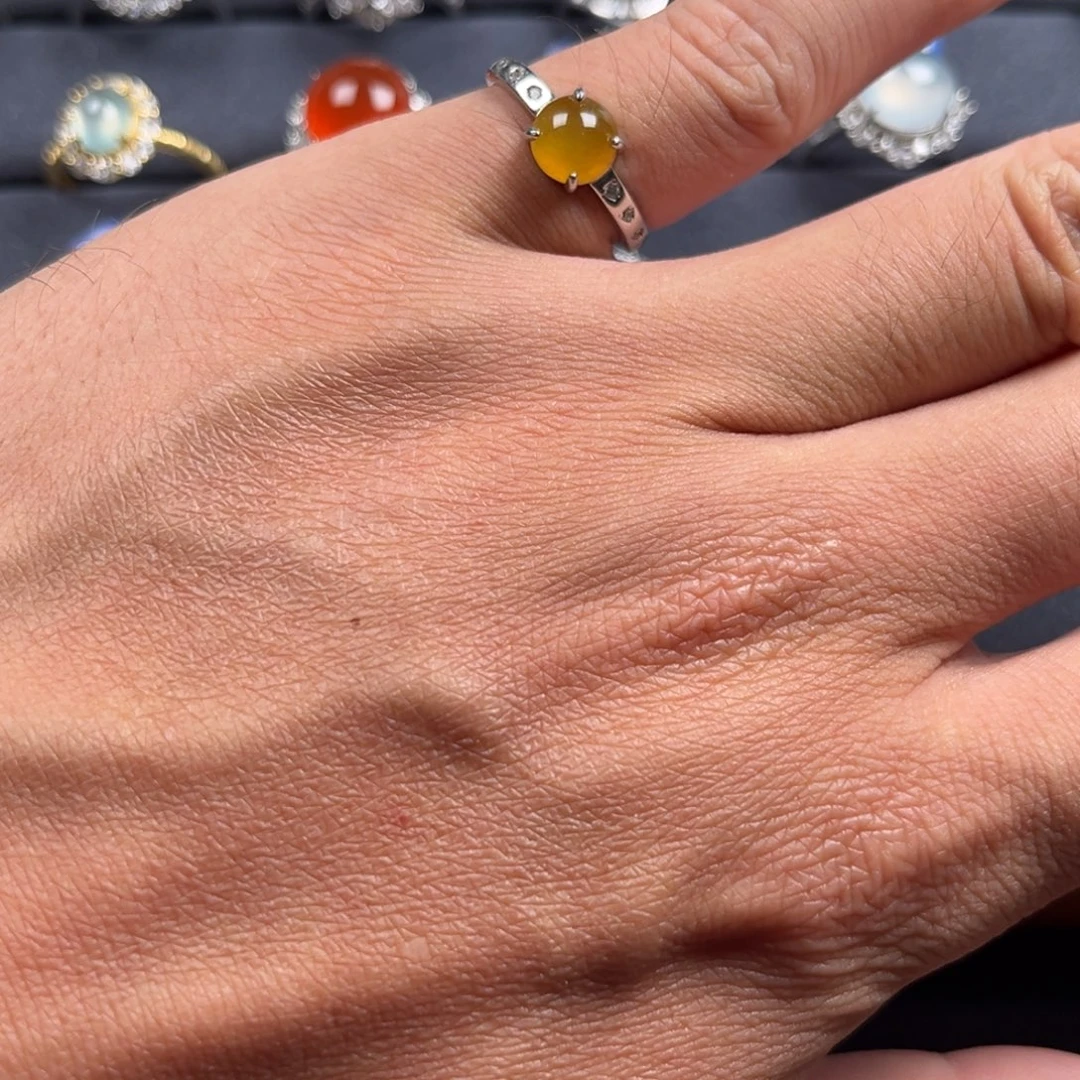 银S925镶嵌戒指翡翠缅甸翡翠A货