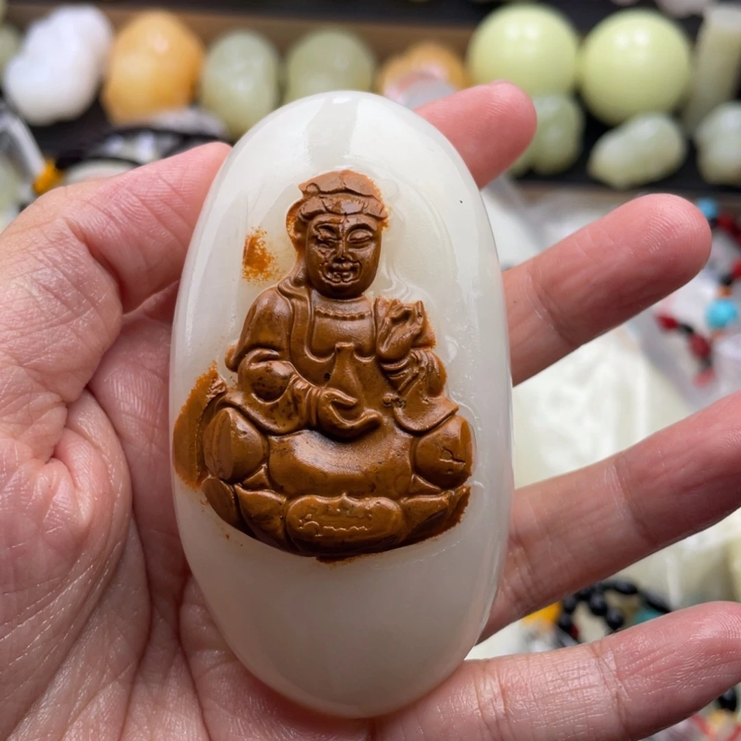 用***7石材天然古青石手把件