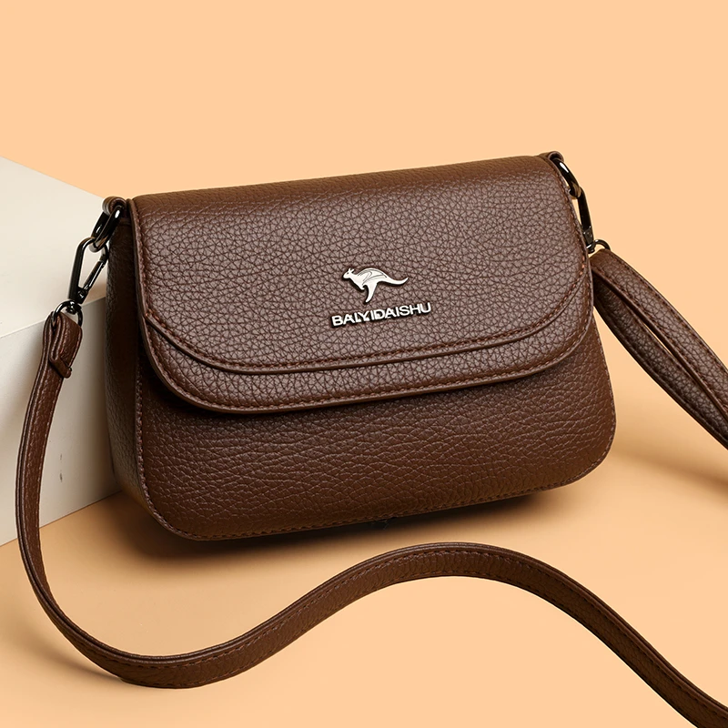 中年女士斜挎包真皮小包包简约百搭中老年妈妈包休闲软皮斜挎包包