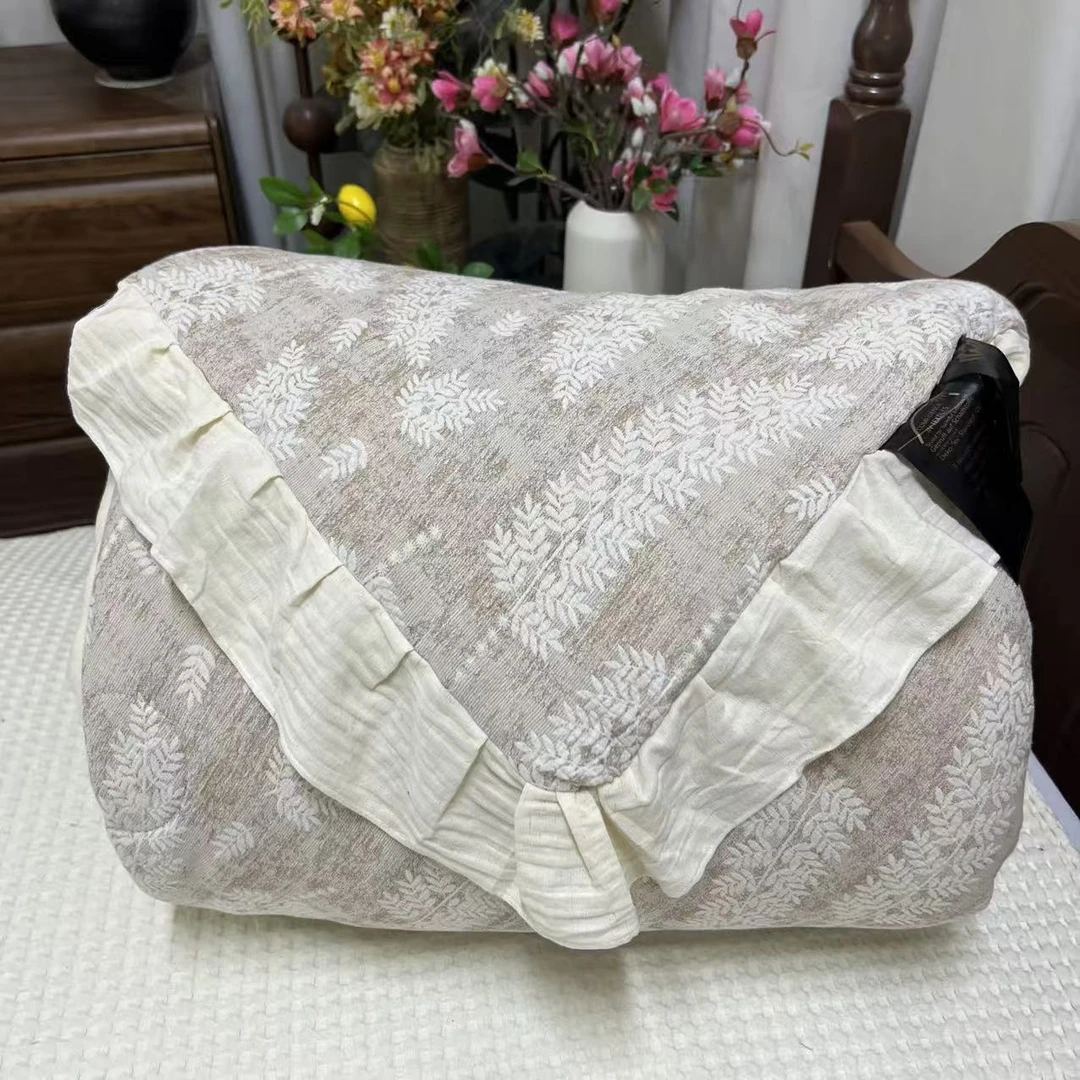 【裙边】香花草-咖色顶奢麻四季被2*2.3米（5.2斤左右）
