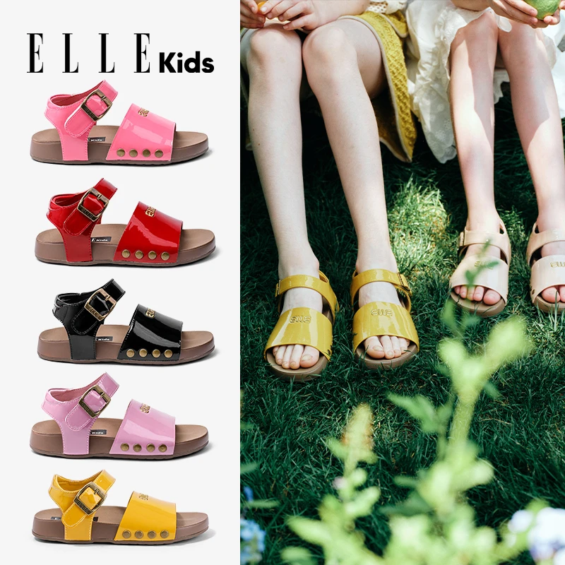 ELLE KIDS童鞋2025夏季新款秀气轻便一字拖舒适百搭沙滩凉拖时尚