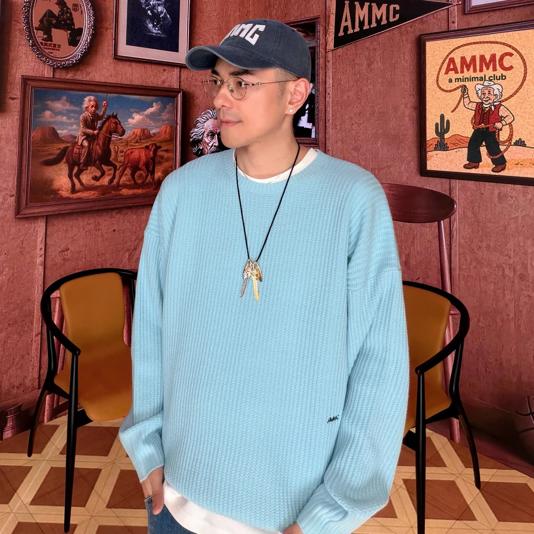 a minimal club简约落肩宽松坑条纹针织毛衣百搭秋上新AM59SW10