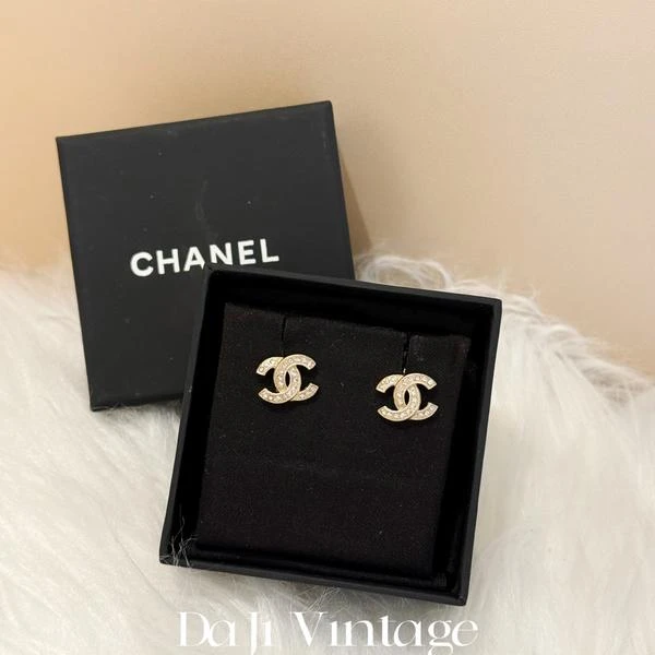 大吉中古/Chanel香奈儿粉金双c耳钉