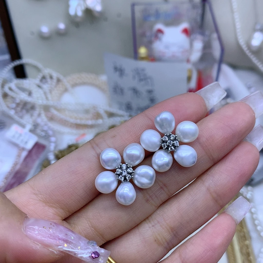 【闪购商品】淡水珍珠耳饰银S925镶嵌小*