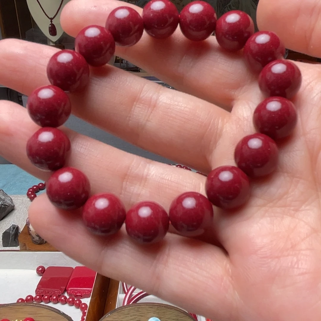 天然辰砂紫金砂12的15颗珠子