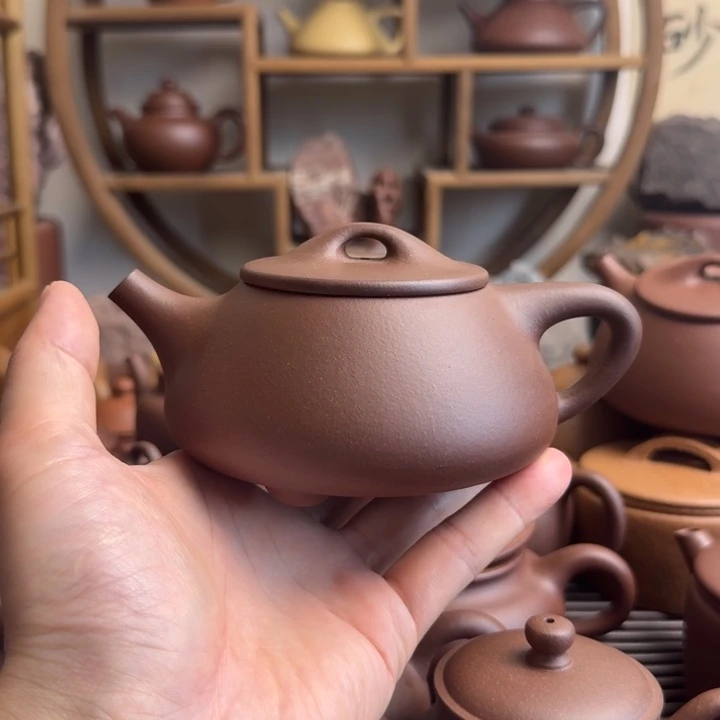 紫砂茶壶景舟石瓢280cc台西深井紫泥