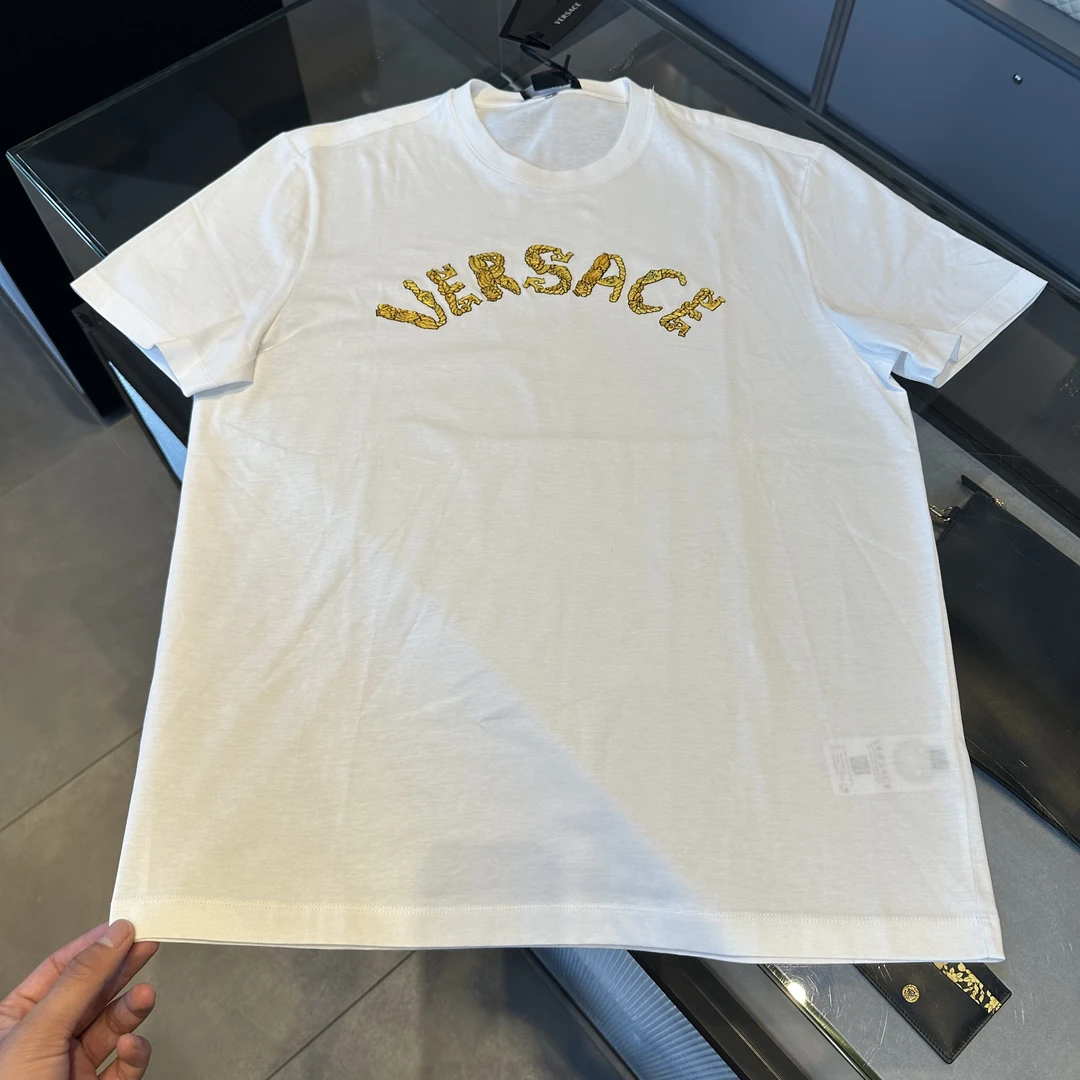未使用 VERSACE/范思哲 范思哲男士夏季新款白色刺绣T恤
