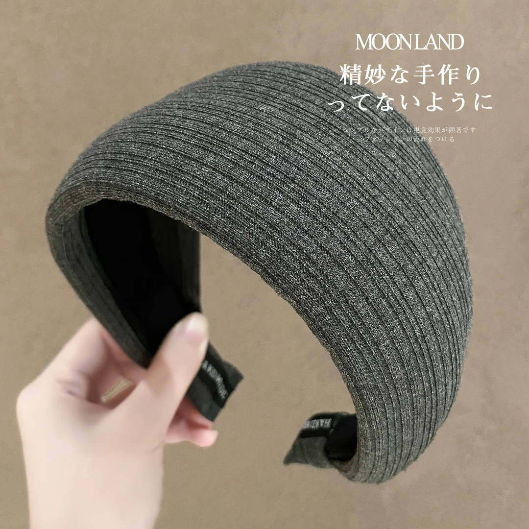 复古纯色宽边针织发卡女款高颅顶洋气时尚发箍日常外戴遮白发头箍