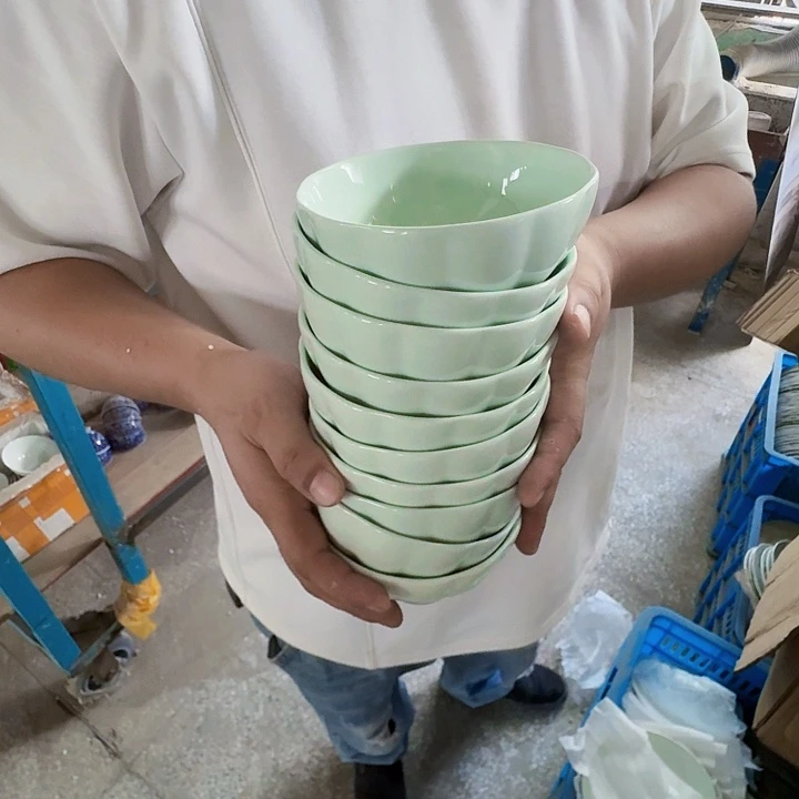 景德镇高温陶瓷南瓜米饭碗10个