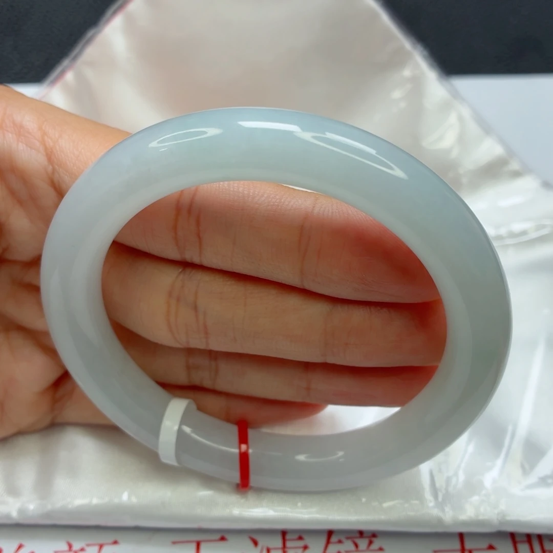 未镶嵌手镯翡翠老坑57圈起胶白月光010