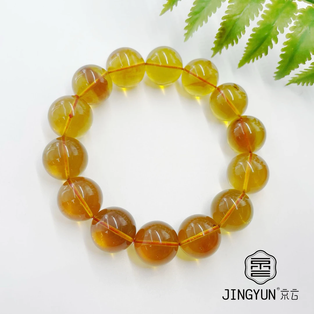 缅甸绿茶手串手链轻奢时尚女士单圈精美气质百搭情侣简约琥珀手串