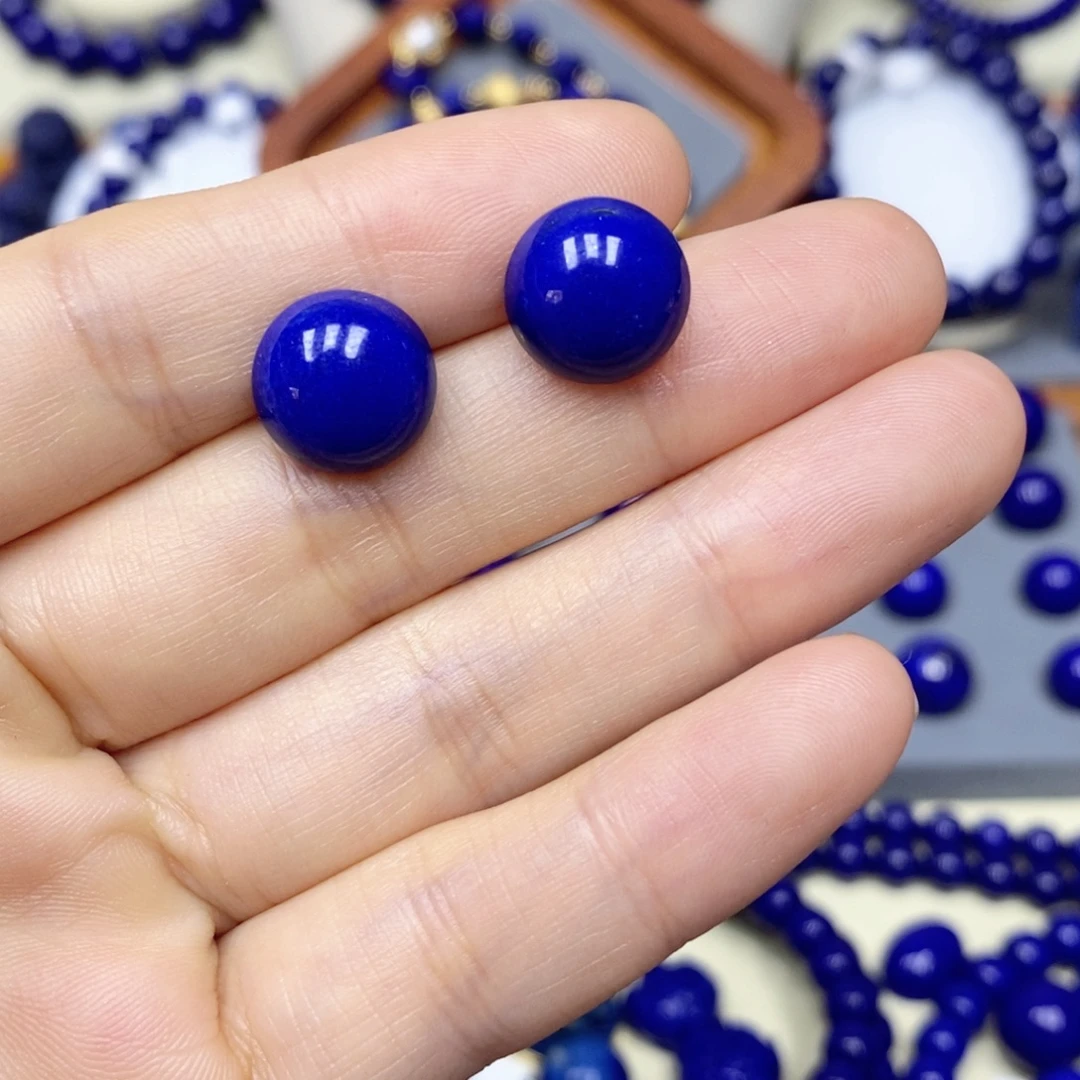 青金石银S925镶嵌耳饰